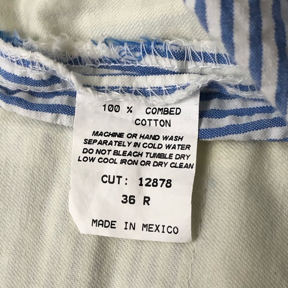 Berle Shorts Men’s 36R Blue/White Striped Flat Front Bermuda Seersucker Pockets - Picture 9 of 10